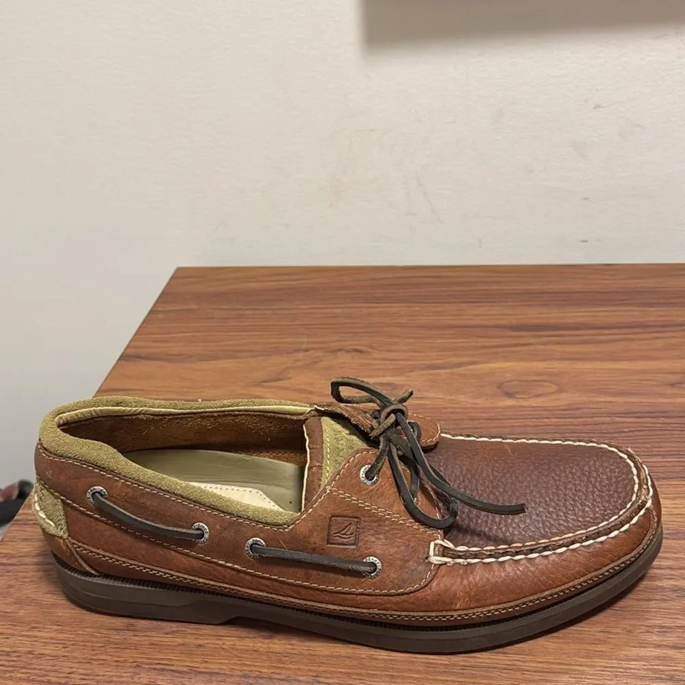 Sperry Topsider Mako Canoe Moc Boat Shoe in Amaretto Leather. Size 13W.